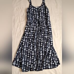 Time and Tru Black and White Midi Dress Full Button Down Front